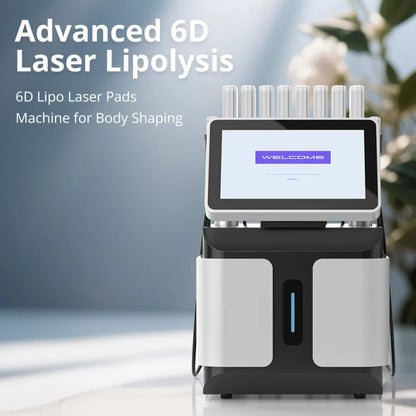 6D Lipo Laser Pads Machine with 6-Wavelength System & 12×160mW Pads for Body Contouring
