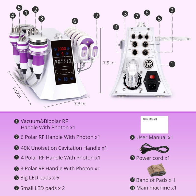 Ultrasonic Cavitation Body Sculpting System with 5mW Lipo Laser Pads