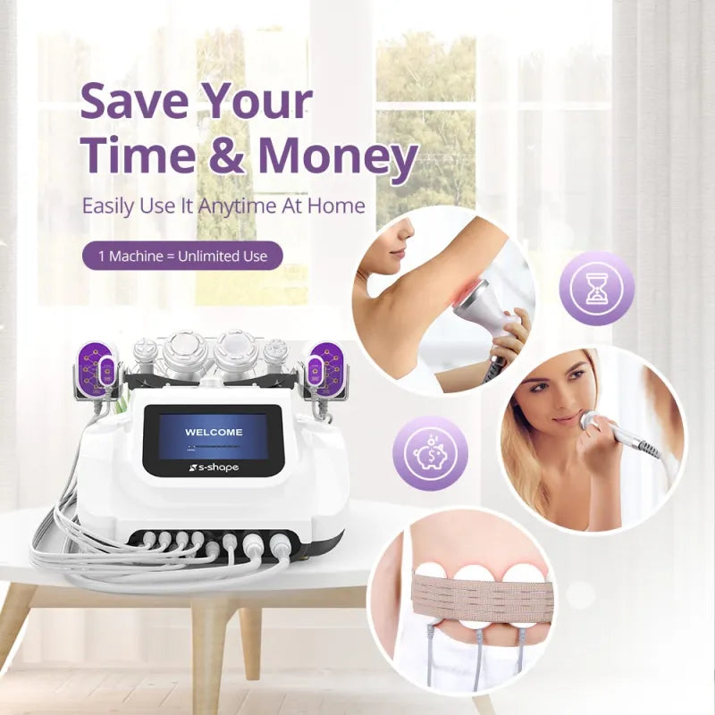 6-in-1 30K S-Shape Cavitation Machine with 5mW Lipo Laser