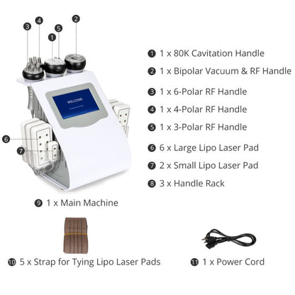 6-in-1 80K Cavitation & Vacuum RF Body Contouring Machine