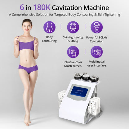6-in-1 80K Cavitation & Vacuum RF Body Contouring Machine