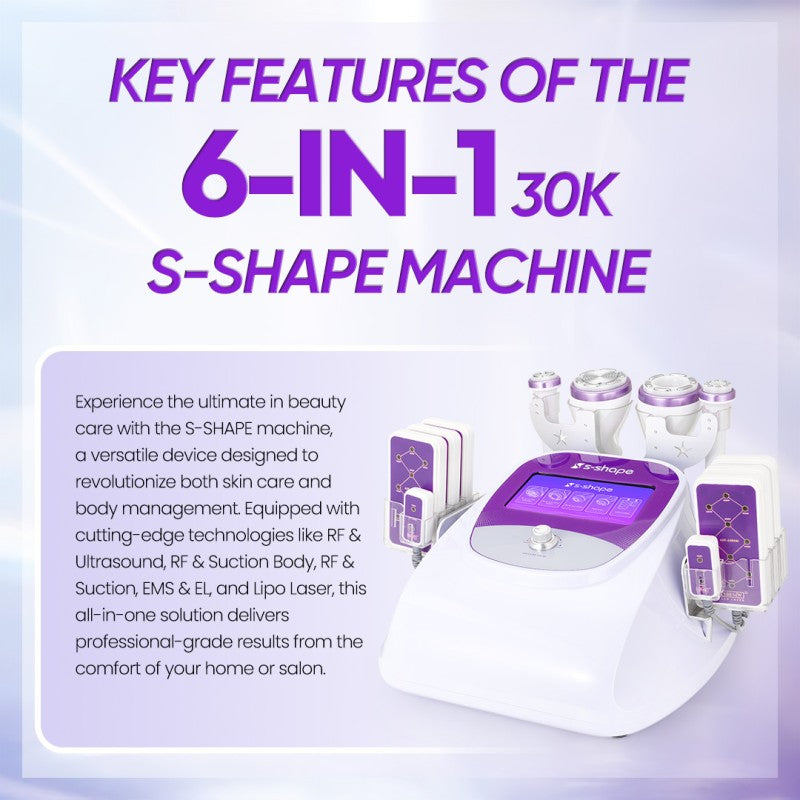 6-in-1 30K S-Shape Cavitation Machine with 160mW Lipo Laser