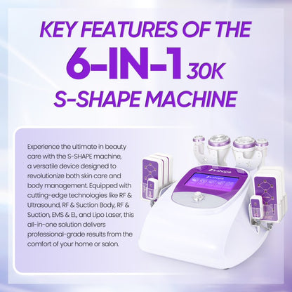 6-in-1 30K S-Shape Cavitation Machine with 160mW Lipo Laser